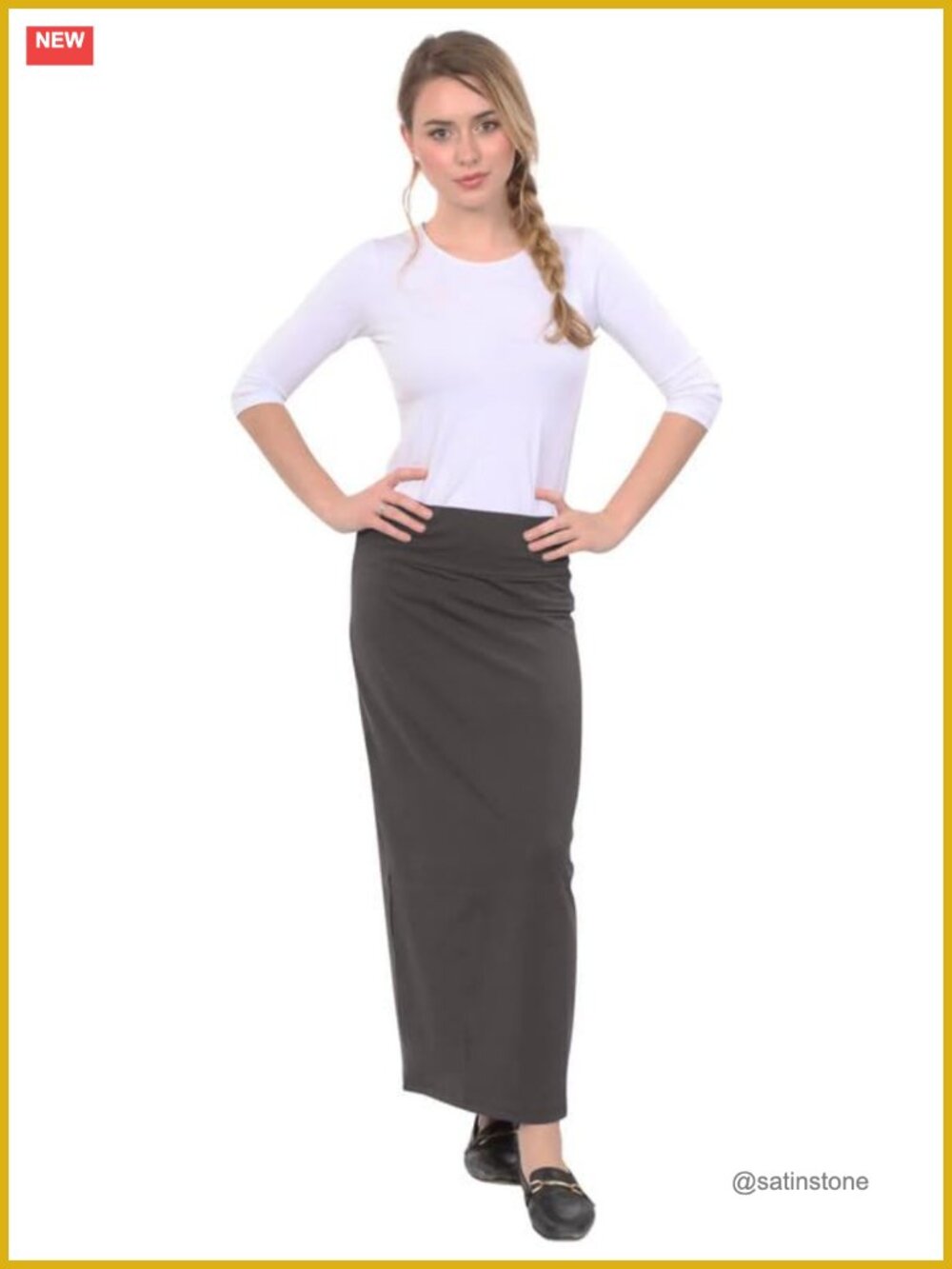 Women's High Waisted Maxi Pencil Skirt Cotton Stretch Modest